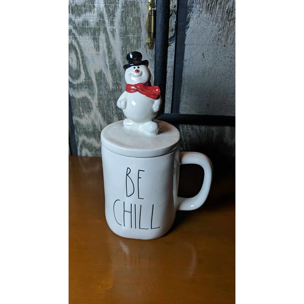 Rae Dunn Frosty The Snowman "Be Chill" Mug with Topper - Great Condition!